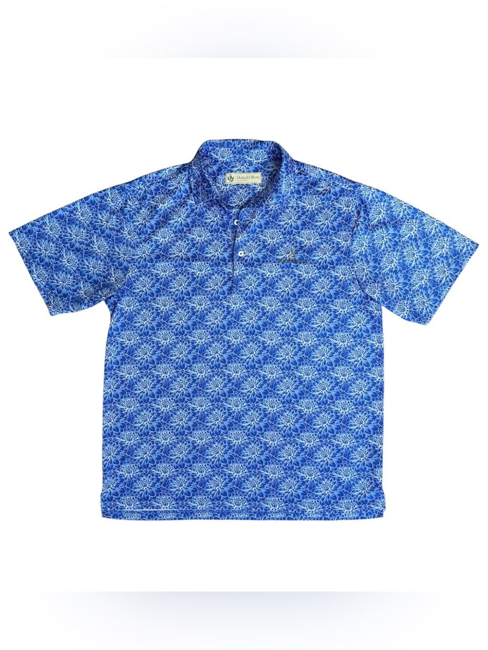 DONALD ROSS Men’s Blue Floral Short Sleeve Golf Polo Shirt